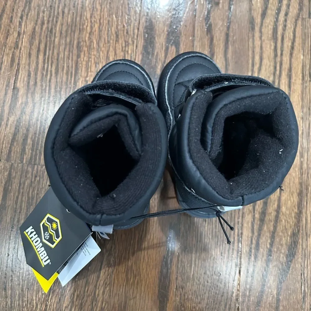 New Khombu Little Boys and Girls Neek2 Waterproof Leather Snow Boots Sz 5 Black
